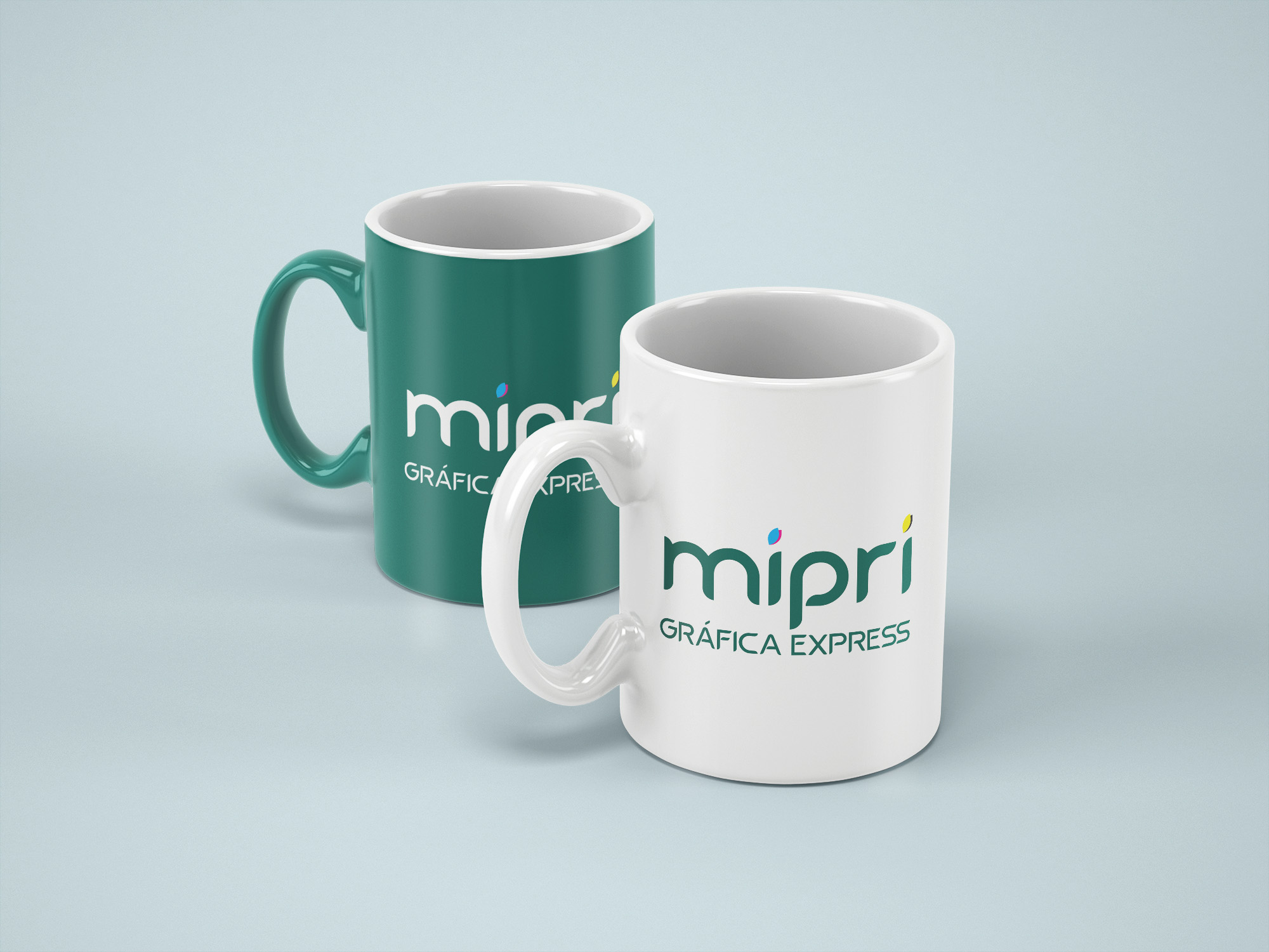 Mockup de canecas personalizadas Mipri Gráfica Express